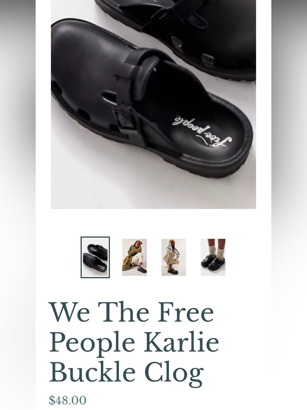 Free People Karlie Buckle Clog in Black